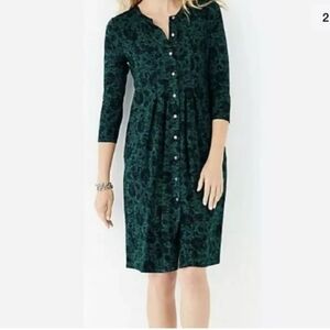 J Jill Dress XL green floral midi dress